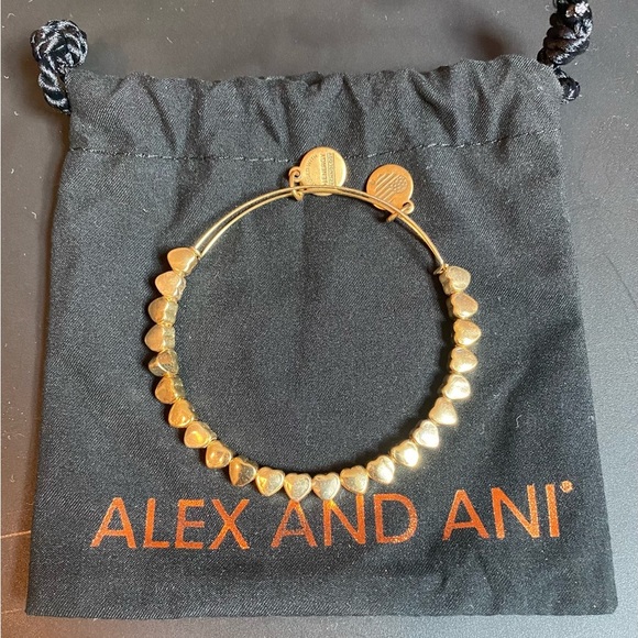 Alex & Ani Set of 3 Bangles/Etched Gold Heart/Lavender/Heart Beaded/Like New - Picture 5 of 5